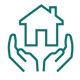 an icon of two hands underneath a house an icon of two hands underneath a house